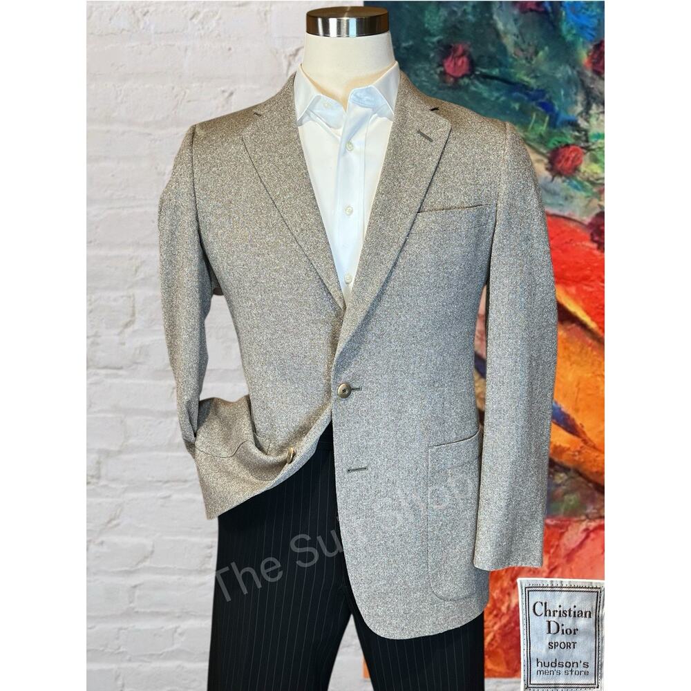 Vintage Christian Dior Sport Mens 40L Tan Beige Designer Blazer Unconstructed